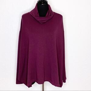 Athleta maroon purple cowl neck lightweight knit top size Medium